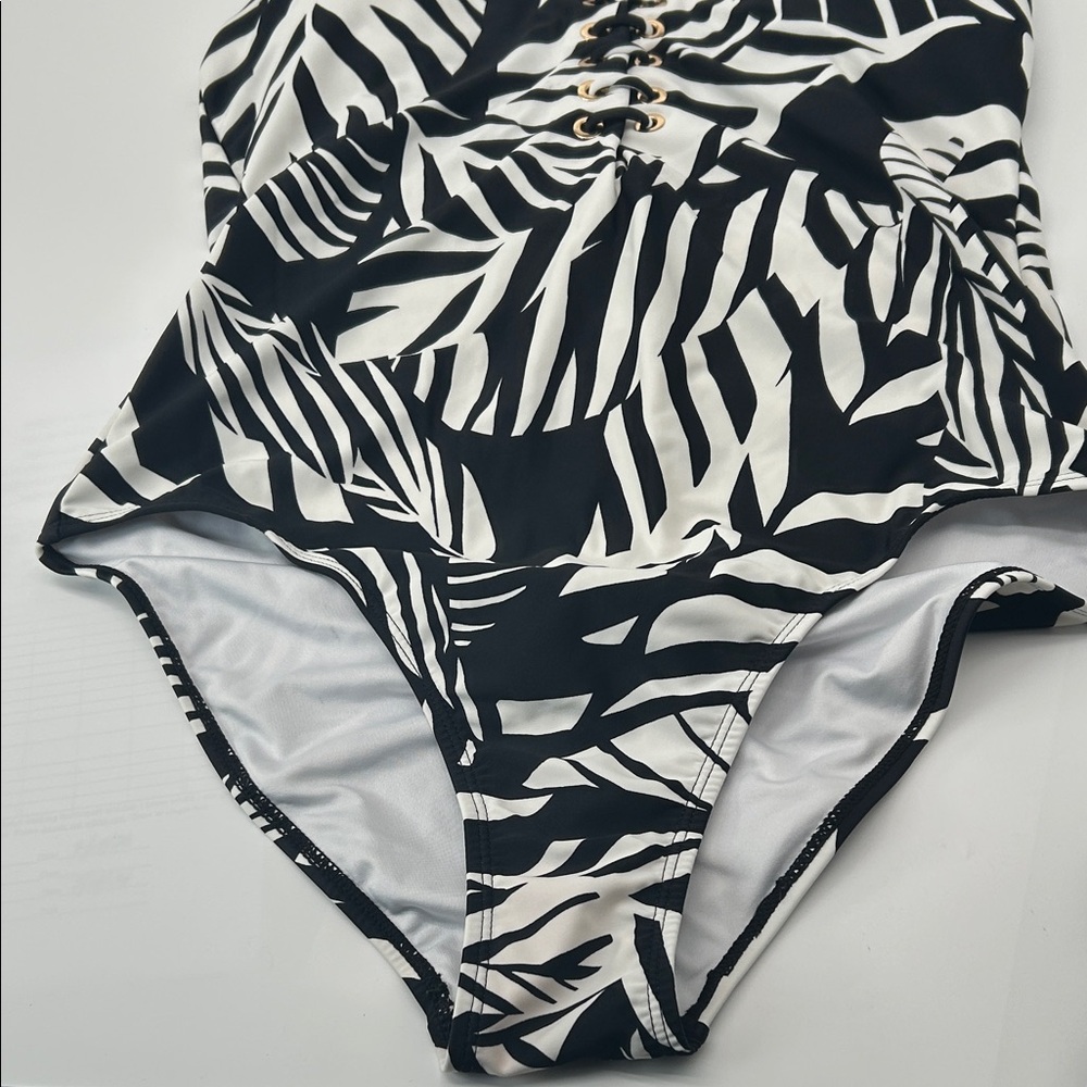 Women’s Black & White Zebra One-Piece Swimsuit - Picture 2 of 16